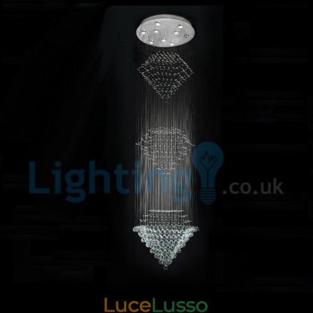 Lampadario moderno contemporaneo a sospensione a filo con luce a goccia di cristallo Lampadario moderno contemporaneo a sospensione a filo con luce a goccia di cristallo