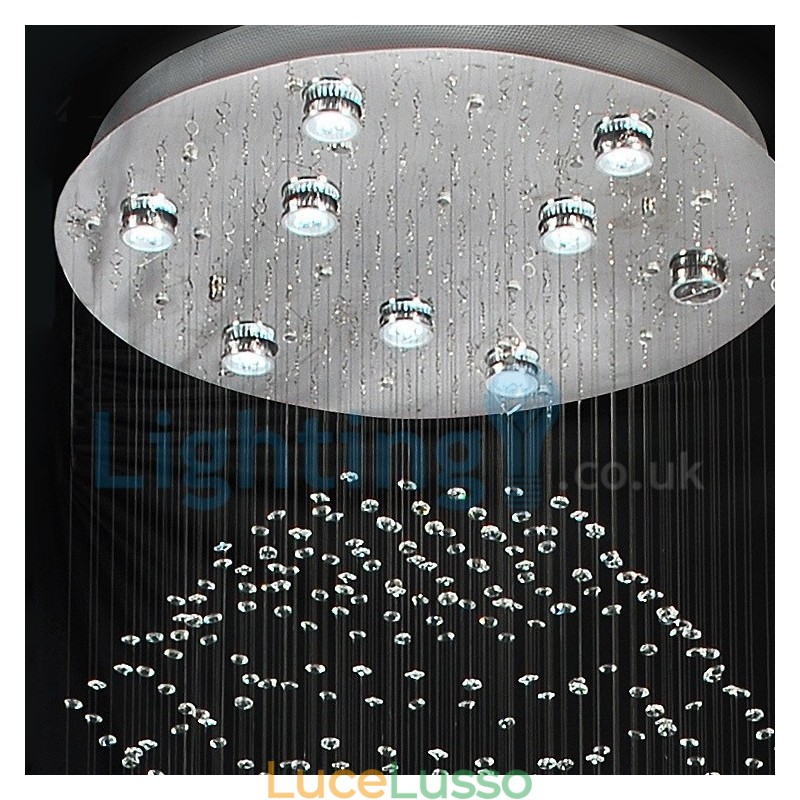 Lampadario moderno contemporaneo a sospensione a filo con luce a goccia di cristallo