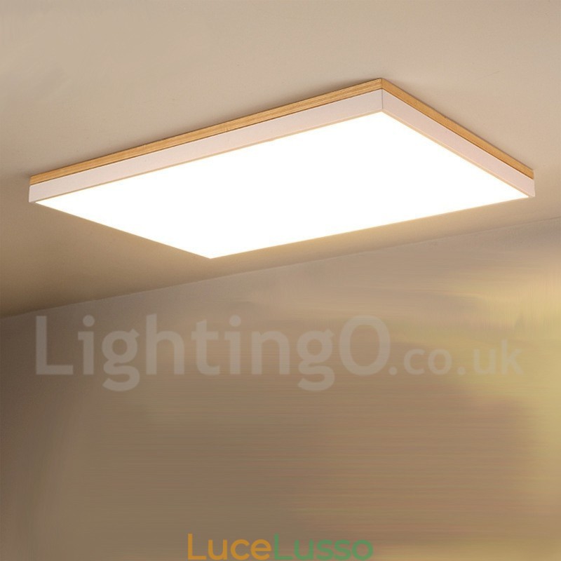 Lampada da soffitto in legno massello ultra sottile rettangolare nordica