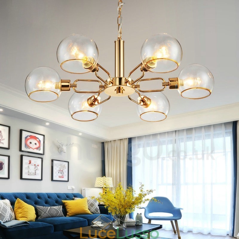 Lampadario a forma di fagiolo magico in vetro creativo postmoderno nordico a 6 luci