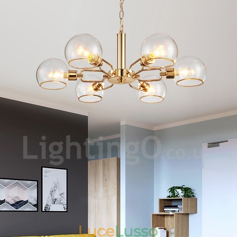 Lampadario a forma di fagiolo magico in vetro creativo postmoderno nordico a 6 luci
