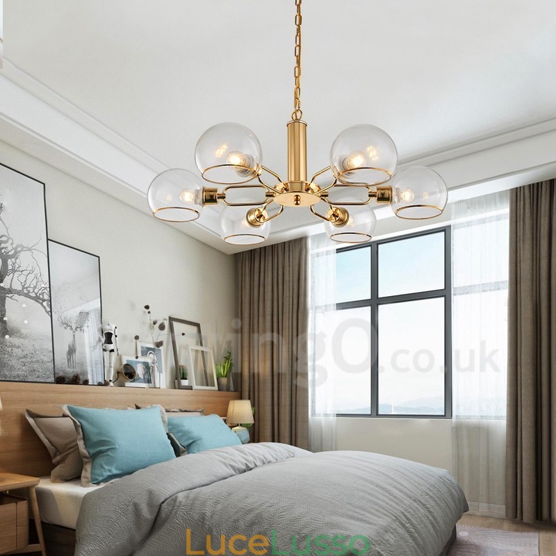 Lampadario a forma di fagiolo magico in vetro creativo postmoderno nordico a 6 luci