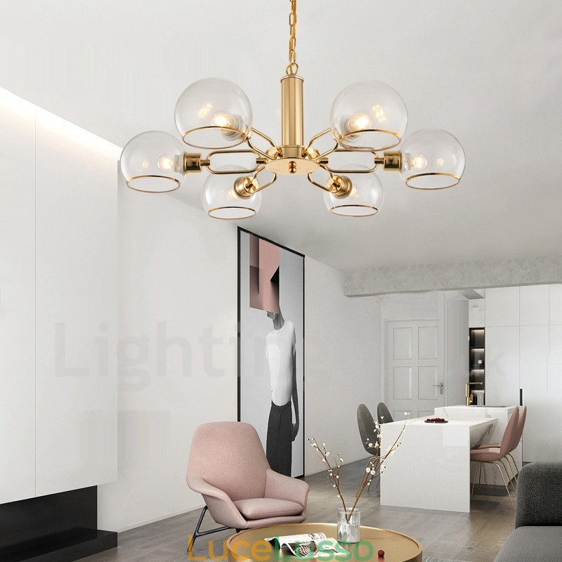 Lampadario a forma di fagiolo magico in vetro creativo postmoderno nordico a 6 luci