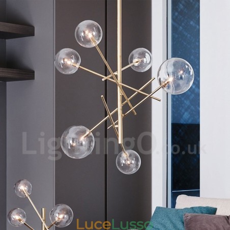 Lampadario nordico a 6 luci, semplice, creativo, retrò, in ferro, con palla di vetro, lampadario magico a forma di fagiolo Lampadario nordico a 6 luci, semplice, creativo, retrò, in ferro, con palla di vetro, lampadario magico a forma di fagiolo