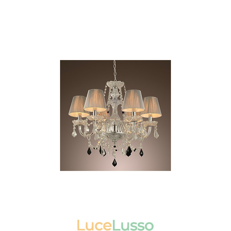 Lampadario di cristallo di lusso moderno 1 piano soggiorno 6 luci