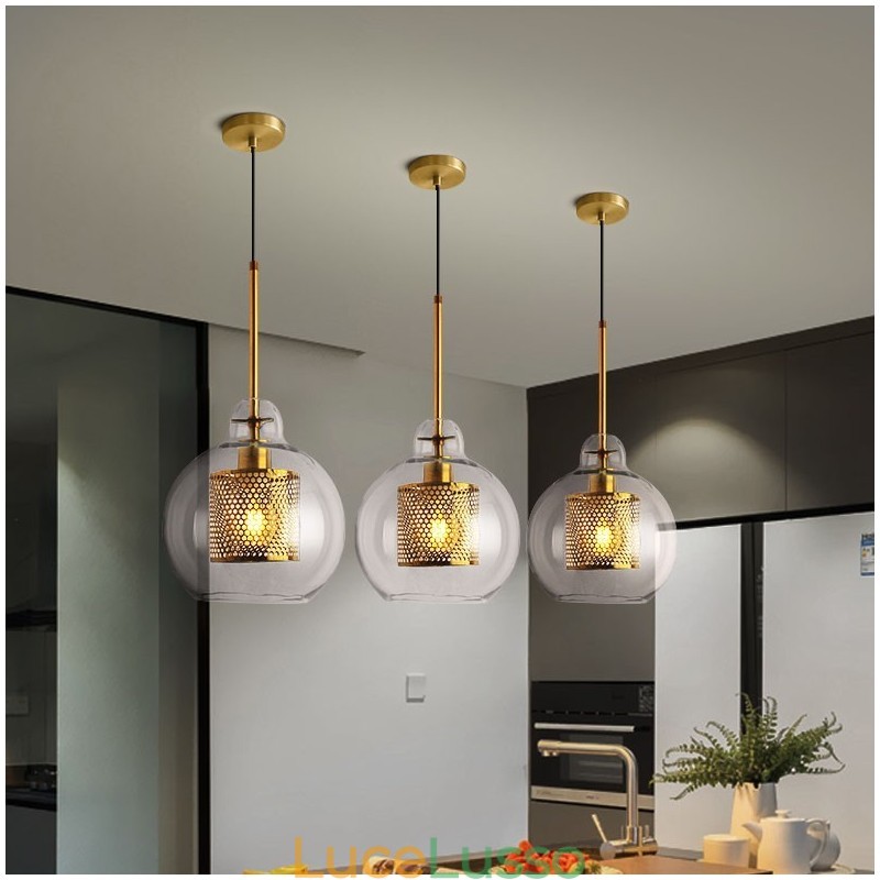 Lampada a sospensione a testa singola in vetro con decorazione in stile nordico minimalista moderno