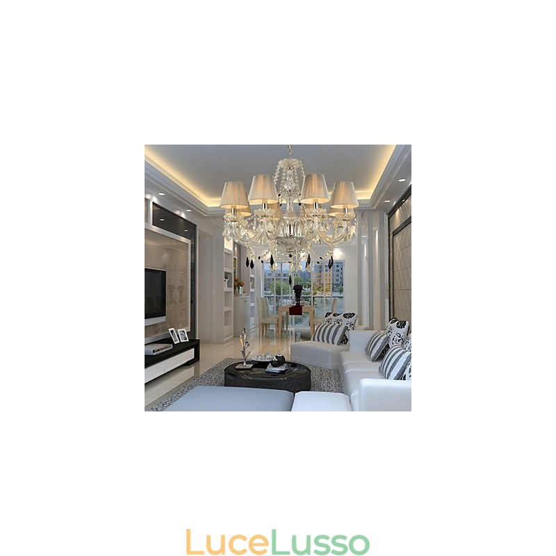 Lampadario di cristallo di lusso moderno 1 piano soggiorno 6 luci