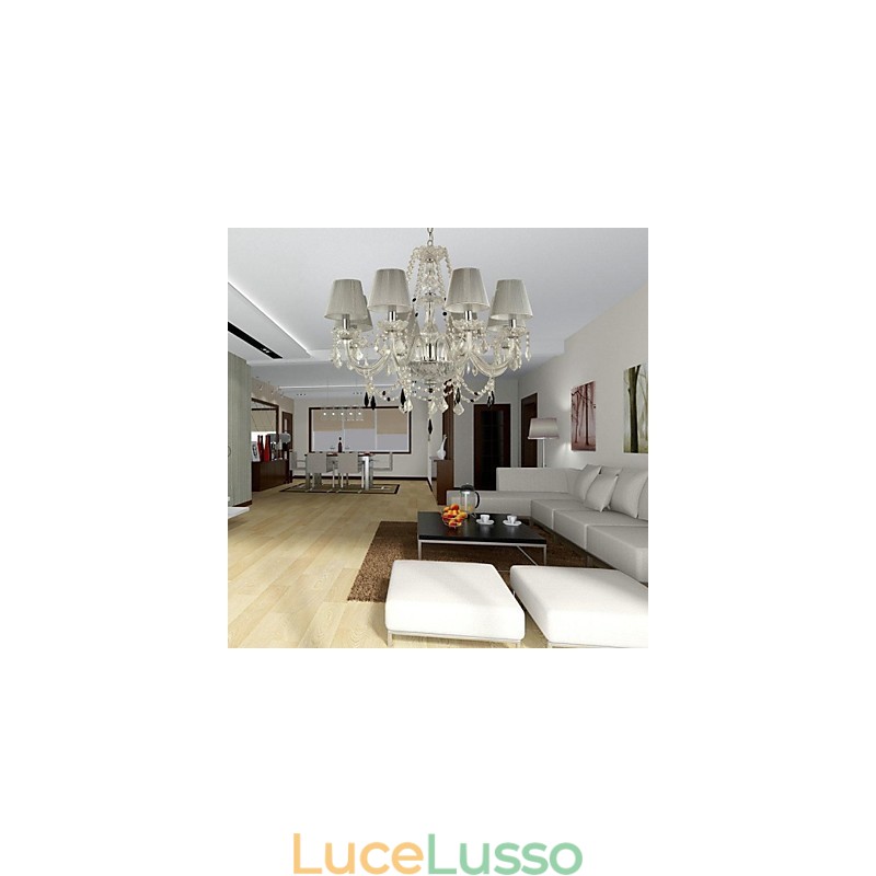 Lampadario di cristallo di lusso moderno 1 piano soggiorno 6 luci