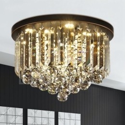 Luci da soffitto in cristallo grigio rotonde retrò