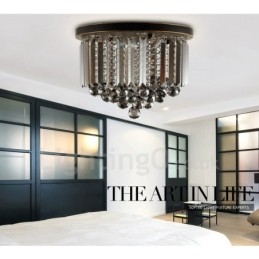 Luci da soffitto in cristallo grigio rotonde retrò
