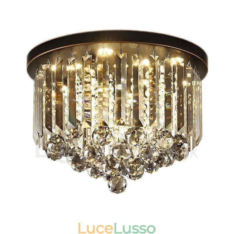 Luci da soffitto in cristallo grigio rotonde retrò
