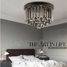 Luci da soffitto in cristallo grigio rotonde retrò