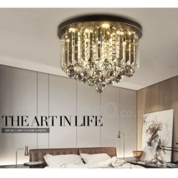 Luci da soffitto in cristallo grigio rotonde retrò