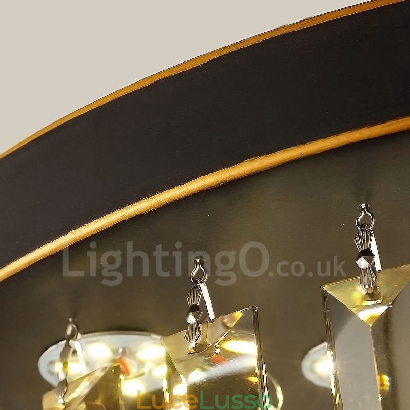 Luci da soffitto in cristallo grigio rotonde retrò