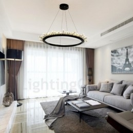 Lampada a sospensione moderna in cristallo a forma di anello