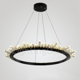 Lampada a sospensione moderna in cristallo a forma di anello