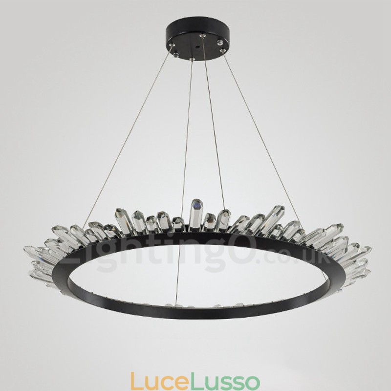Lampada a sospensione moderna in cristallo a forma di anello