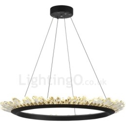 Lampada a sospensione moderna in cristallo a forma di anello