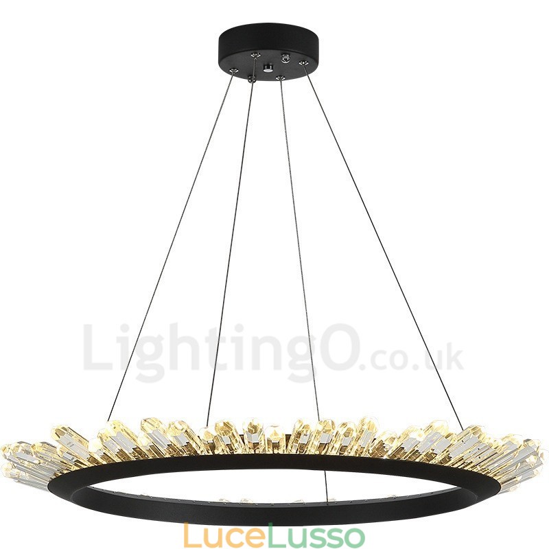 Lampada a sospensione moderna in cristallo a forma di anello