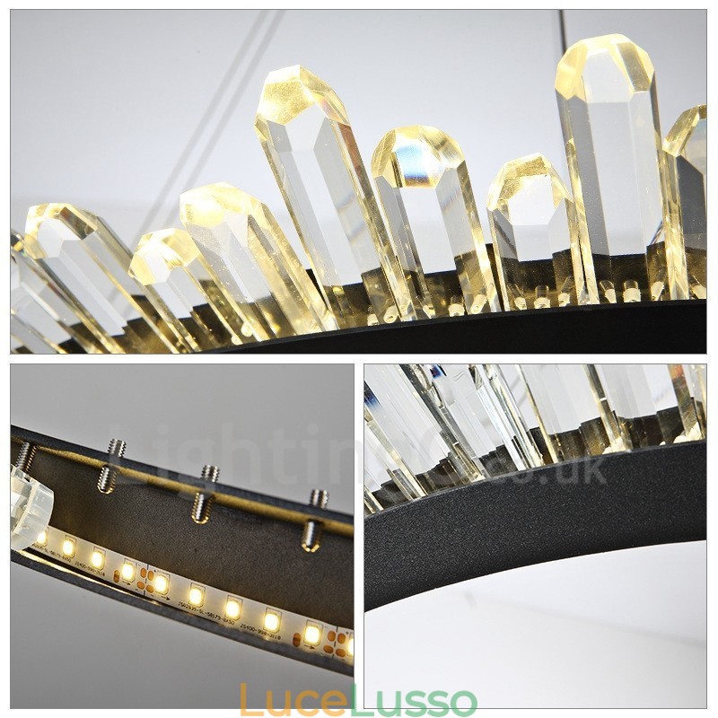 Lampada a sospensione moderna in cristallo a forma di anello
