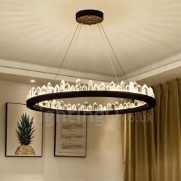 Lampada a sospensione in cristallo, design raffinato a cerchio