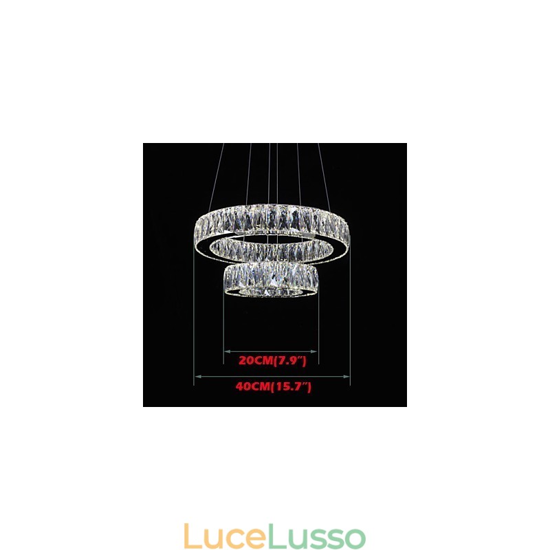 Lampadario di cristallo Luci Illuminazione moderna Due anelli D2040 K9 Grandi lampade da soffitto in cristallo per la casa