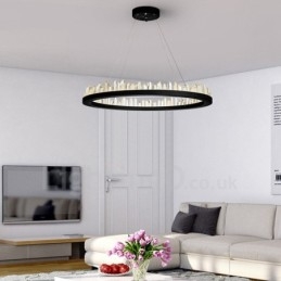 Lampada a sospensione in cristallo, design raffinato a cerchio