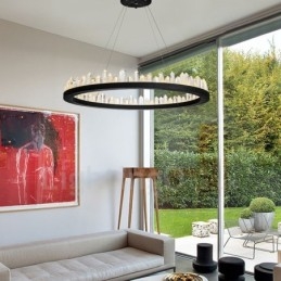 Lampada a sospensione in cristallo, design raffinato a cerchio