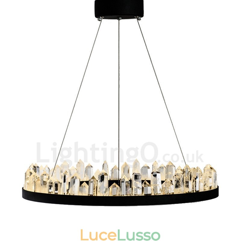 Lampada a sospensione in cristallo, design raffinato a cerchio