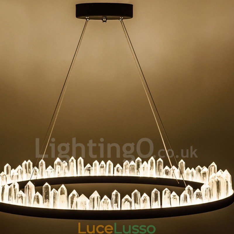 Lampada a sospensione in cristallo, design raffinato a cerchio