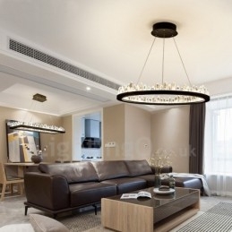 Lampada a sospensione in cristallo, design raffinato a cerchio
