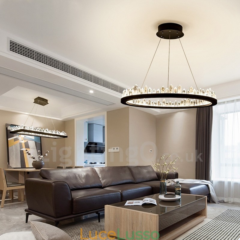 Lampada a sospensione in cristallo, design raffinato a cerchio
