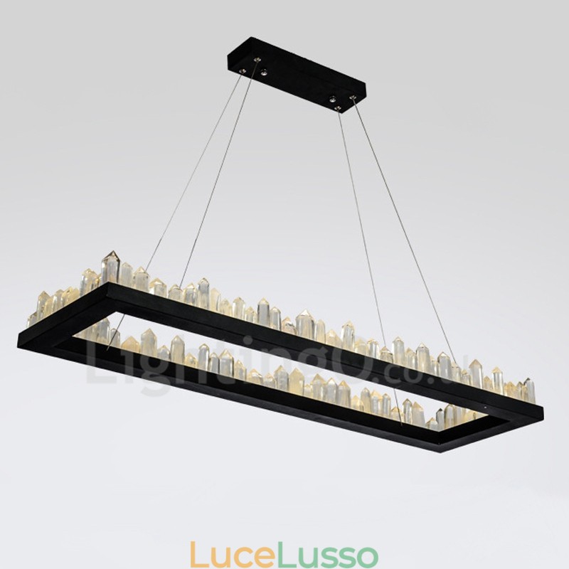 Lampada a sospensione in cristallo rettangolare dal design più recente