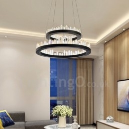 Lampada a sospensione moderna in cristallo a doppio cerchio