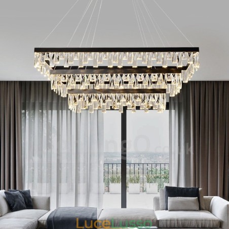 Lampada a sospensione in cristallo nordico Lampada a sospensione rettangolare Illuminazione postmoderna Lampada a sospensione in cristallo nordico Lampada a sospensione rettangolare Illuminazione postmoderna