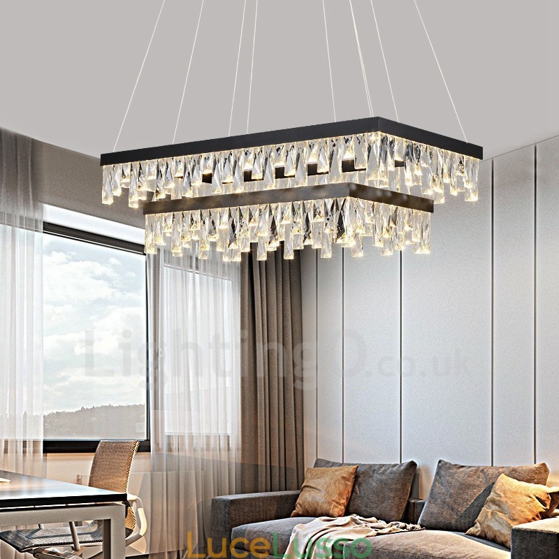 Lampada a sospensione in cristallo nordico Lampada a sospensione rettangolare Illuminazione postmoderna