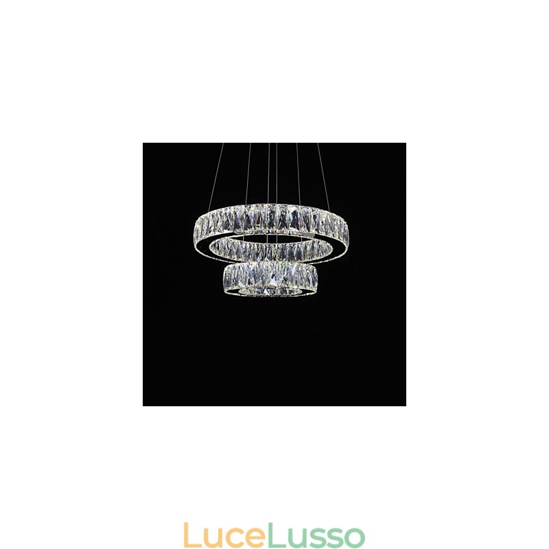 Lampadario di cristallo Luci Illuminazione moderna Due anelli D2040 K9 Grandi lampade da soffitto in cristallo per la casa