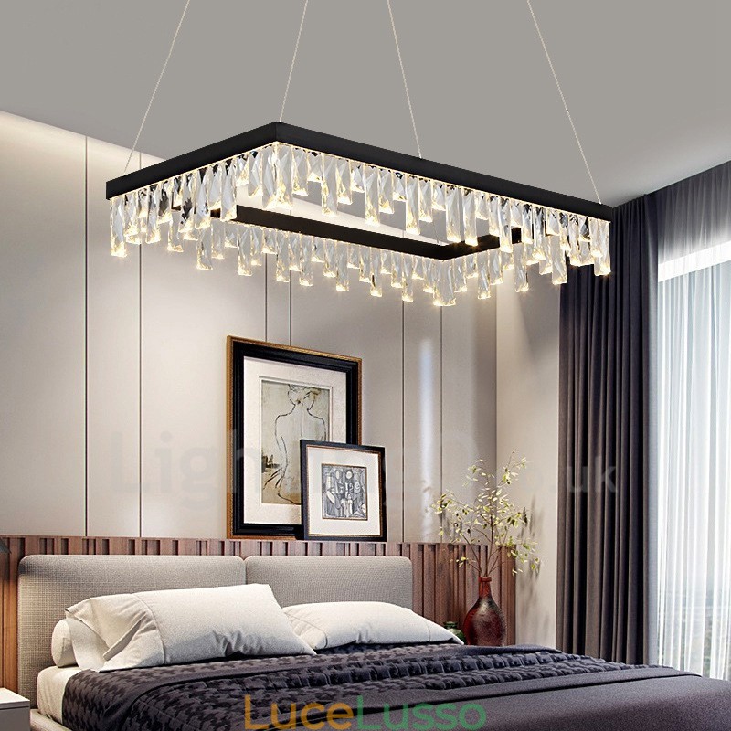 Lampada a sospensione in cristallo nordico Lampada a sospensione rettangolare Illuminazione postmoderna