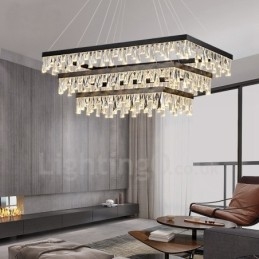 Lampada a sospensione in cristallo nordico Lampada a sospensione rettangolare Illuminazione postmoderna