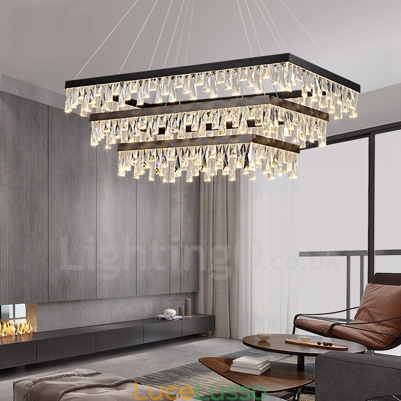 Lampada a sospensione in cristallo nordico Lampada a sospensione rettangolare Illuminazione postmoderna