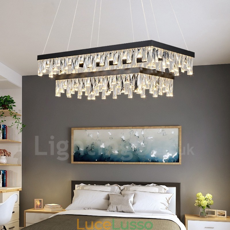 Lampada a sospensione in cristallo nordico Lampada a sospensione rettangolare Illuminazione postmoderna
