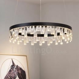 Lampada a sospensione in cristallo dal design moderno a cerchio