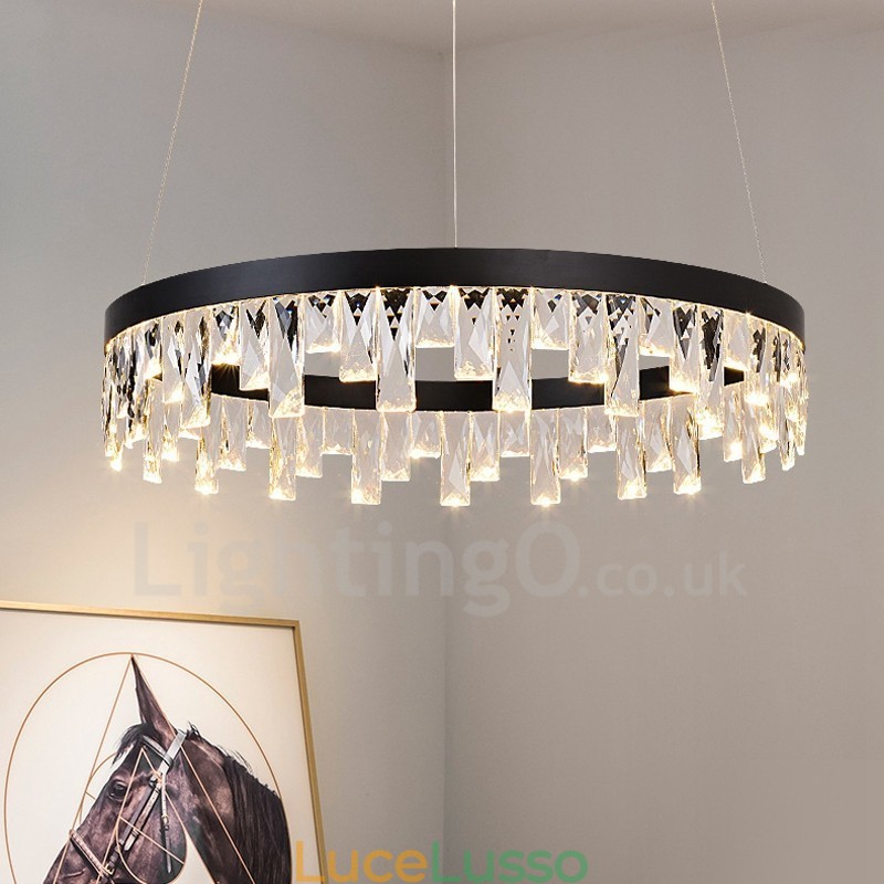Lampada a sospensione in cristallo dal design moderno a cerchio