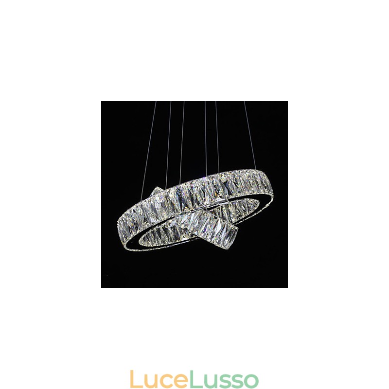 Lampadario di cristallo Luci Illuminazione moderna Due anelli D2040 K9 Grandi lampade da soffitto in cristallo per la casa