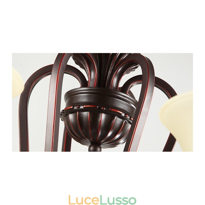 Lampadario in metallo con 24 luci, soffitto alto, stile vintage, stile country, con paralumi in vetro, soffitto alto