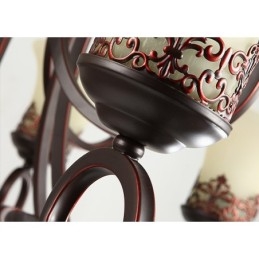 Lampadario in metallo con 24 luci, soffitto alto, stile vintage, stile country, con paralumi in vetro, soffitto alto