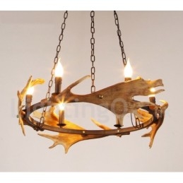 Lampadario rustico a forma di corna di cervo a 6 luci