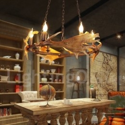 Lampadario rustico a forma di corna di cervo a 6 luci