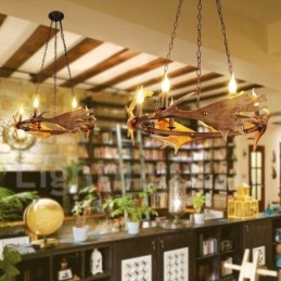 Lampadario rustico a forma di corna di cervo a 6 luci