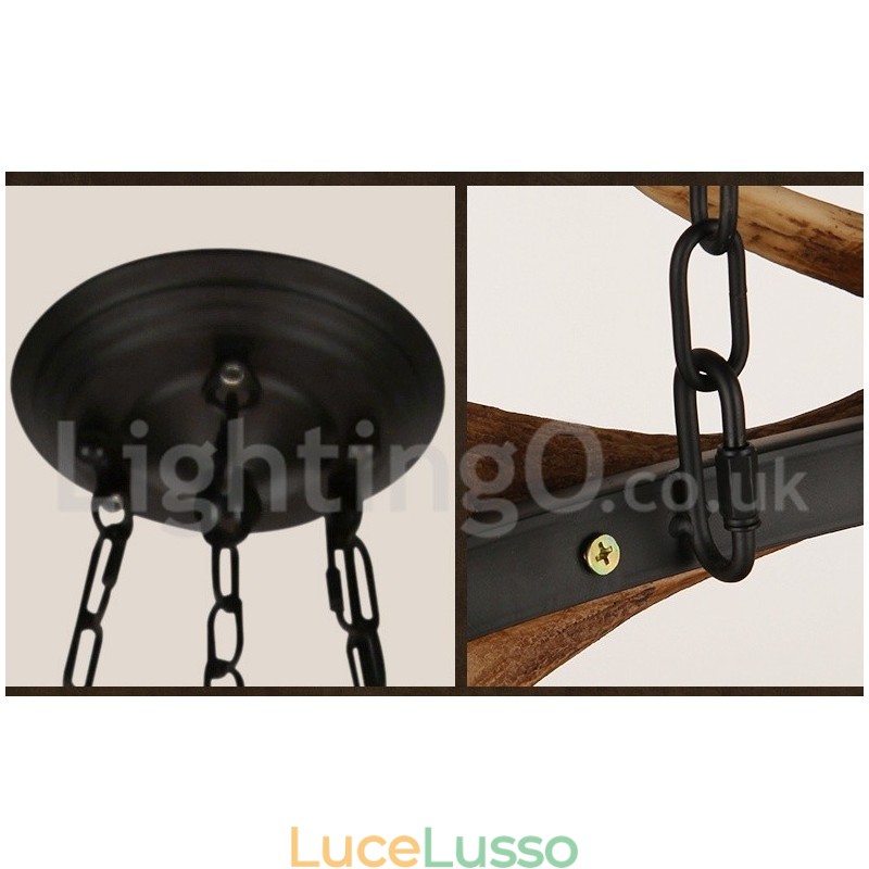 Lampadario rustico a forma di corna di cervo a 6 luci